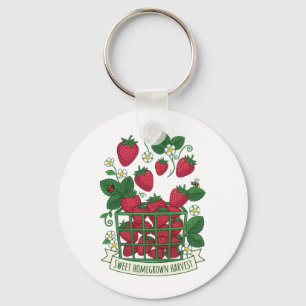 Aardbei Fruit Voedsel Bes Zoete Mand Sleutelhanger
