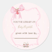 Aardbei, Gans, Boog Lijst Polka Dots Baby shower Ronde Sticker (Voorkant)