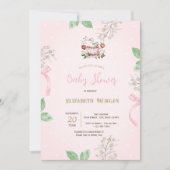 Aardbei, Gans, Boog Lijst Stippen Baby shower Kaart (Voorkant)