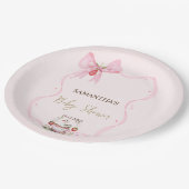 Aardbei, Gans, Boog Lijst Stippen Baby shower Papieren Bordje (Gekanteld)