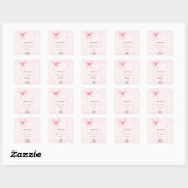 Aardbei, Gans, Boog Lijst Stippen Baby shower Vierkante Sticker (Vel)