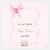 Aardbei, Gans, Boog Lijst Stippen Baby shower Vierkante Sticker (Voorkant)