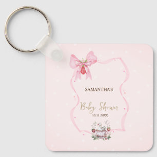 Aardbei,Gans,Bow Frame Stippen Baby Shower Sleutelhanger