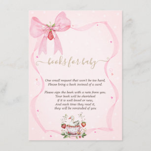 Aardbei,Gans,Pijl Kader Stippen Baby Shower Informatiekaartje