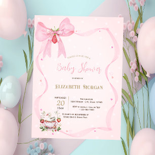 Aardbei,Gans,Pijl Kader Stippen Baby Shower Kaart
