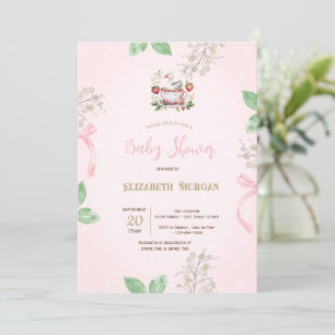 Aardbei,Gans,Pijl Kader Stippen Baby Shower Kaart