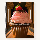 Aardbei, gebrand Cupcake-dessert Recipes Notitieboek (Voorkant)