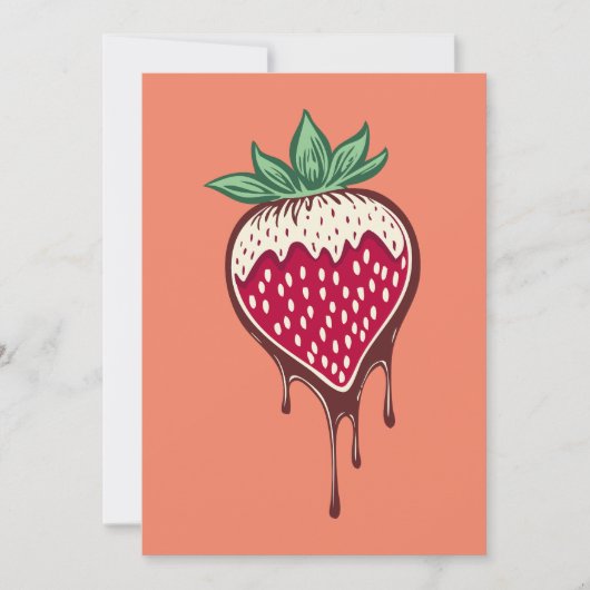 Aardbei gedoopt in chocolade uitnodiging (Voorkant)