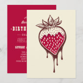 Aardbei gedoopt in chocolade uitnodiging (Voorkant / Achterkant)