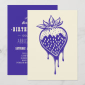 Aardbei gedoopt in chocolade uitnodiging (Voorkant / Achterkant)