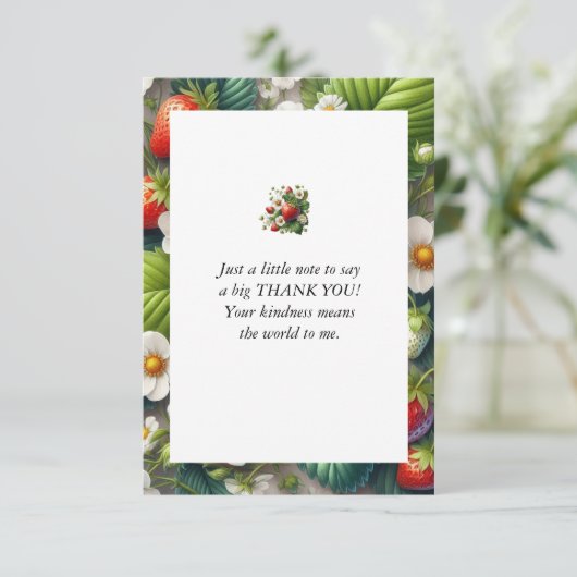 Aardbei Gedrukt Platte Bedankkaart (Staand voorkant)