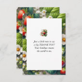 Aardbei Gedrukt Platte Bedankkaart (Voorkant / Achterkant)