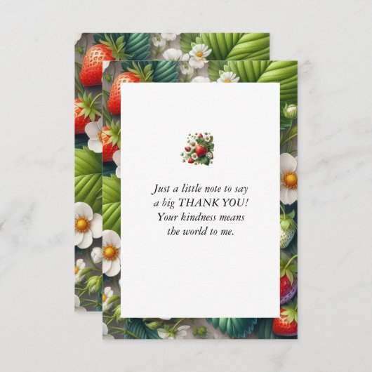 Aardbei Gedrukt Platte Bedankkaart (Voorkant / Achterkant)