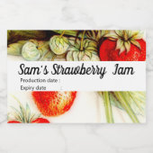 aardbei - gepersonaliseerd jam voedselcontainer etiket (Enkel label)