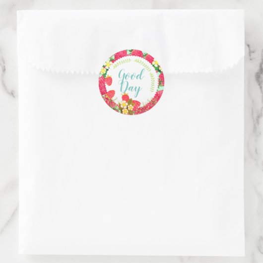 Aardbei Gepersonaliseerd. Wit. Ronde Sticker (Tas)