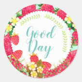 Aardbei Gepersonaliseerd. Wit. Ronde Sticker (Voorkant)