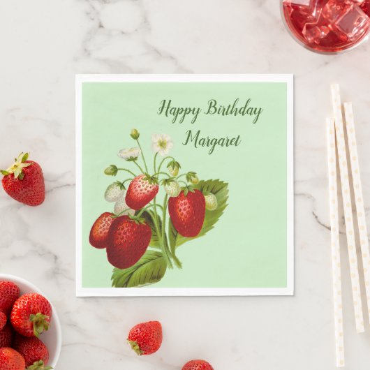 Aardbei gepersonaliseerde papieren servetten parti (Insitu)