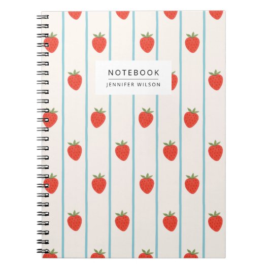 Aardbei gestreepte patroon notitieboek (Voorkant)
