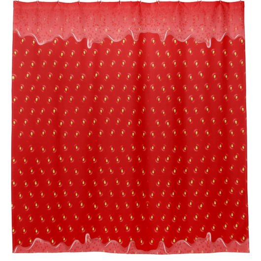 Aardbei getextureerde achtergrond Vloeibaar fruit  Douchegordijn (Voorkant)