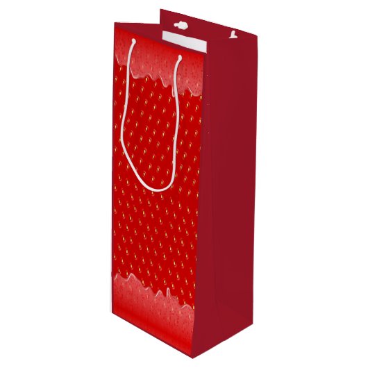 Aardbei getextureerde achtergrond Vloeibaar fruit  Wijn Cadeautas (Voorkant Gekanteld)