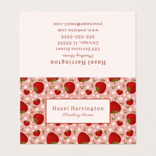 Aardbei gevouwen Visitekaartje  Schattige (Buitenkant ongevouwen)