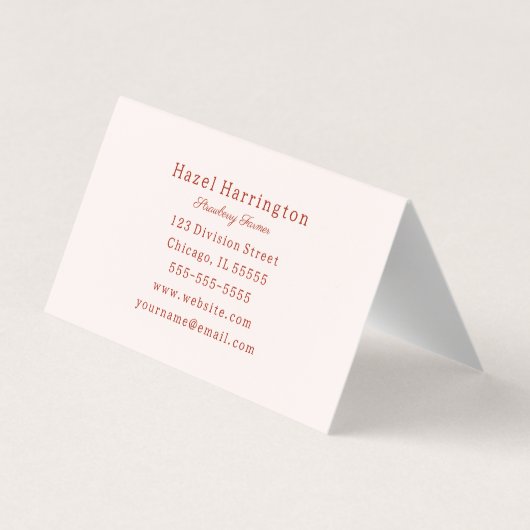 Aardbei gevouwen Visitekaartje  Schattige (Achterkant)