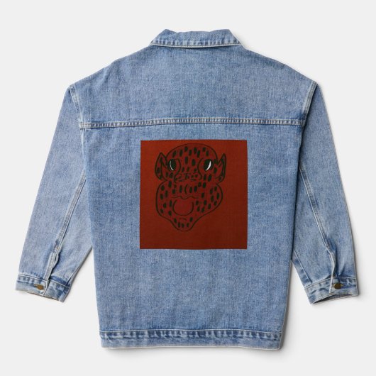 Aardbei Gezicht Karakter Kunst Denim Jacket (Achterkant)