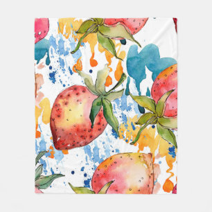 Aardbei gezond eten. Achtergrond waterverf illustr Fleece Deken