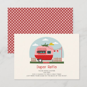 Aardbei Gingham Berry Baby shower Luier Raffle Informatiekaartje