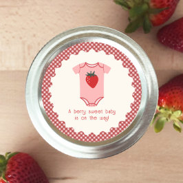 Aardbei Gingham Berry Sweet Baby shower Ronde Sticker