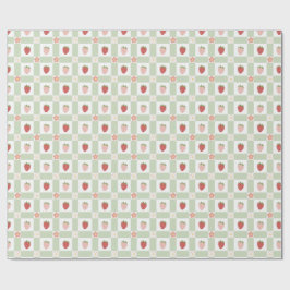 Aardbei Gingham Bes Happy Verjaardag Cadeaupapier