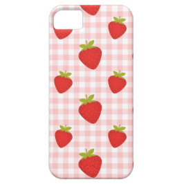 aardbei gingham iPhone 16 hoesje