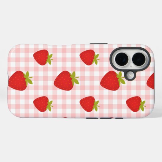 aardbei gingham Case-Mate iPhone case (Achterkant (horizontaal))