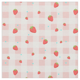 Aardbei Gingham Fabric Stof