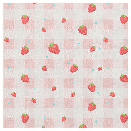 Aardbei Gingham Fabric Stof (Close Up)
