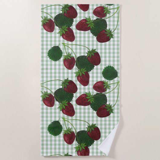 Aardbei Gingham Fitness Strandlaken (Voorkant)