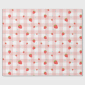 Aardbei Gingham inpakpapier (Vlak)