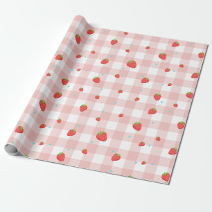 Aardbei Gingham inpakpapier