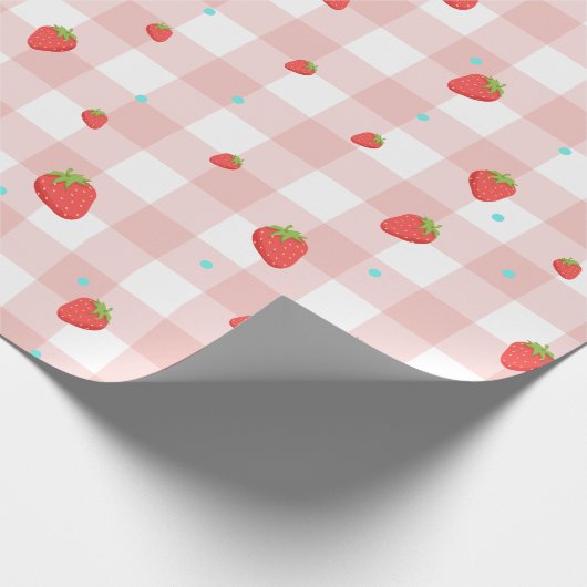 Aardbei Gingham inpakpapier (Hoek)