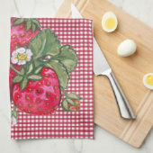  aardbei Gingham Land Rustisch Theedoek (Quarter Fold)