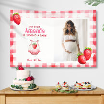Aardbei Gingham Met Baby shower Retro Picknick