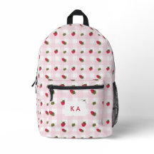 Aardbei Gingham Op Maat Gemaakt Monogram Roze Scha