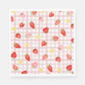 Aardbei Gingham Papier servetten (Voorkant)