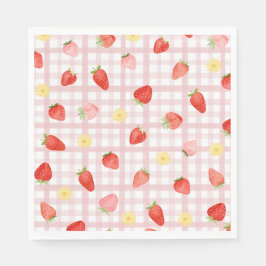 Aardbei Gingham Papier servetten
