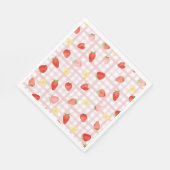 Aardbei Gingham Papier servetten (Hoek)