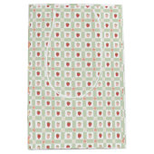 Aardbei Gingham Pastelgroene 1e Verjaardag Medium Cadeauzakje (Voorkant)