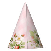 Aardbei gingham roze verjaardagsfeestje pet feesthoedjes (Achterkant)