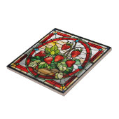 Aardbei Glas in lood Tegeltje (Zijkant)