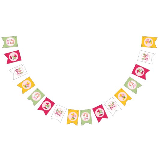 Aardbei Gnome Garden Little Girl's Birthday Vlaggetjes (Alle)