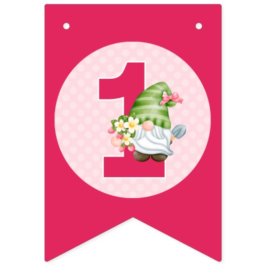 Aardbei Gnome Garden Little Girl's Birthday Vlaggetjes (Tweede vlag)